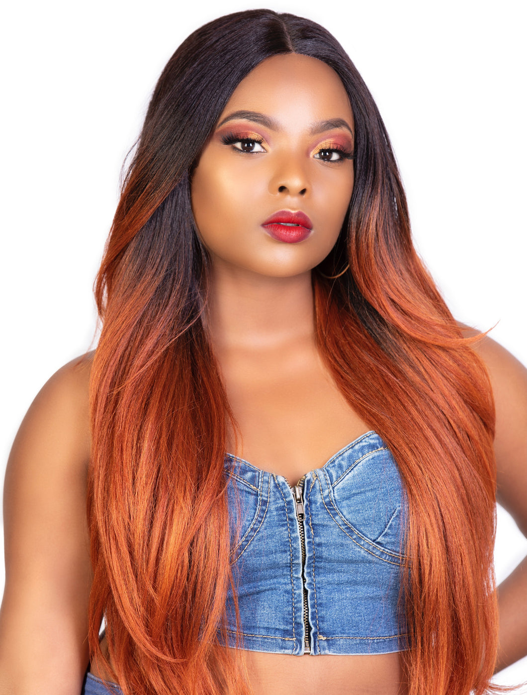 Silky Center Part Long Lace Front Wig Linnea